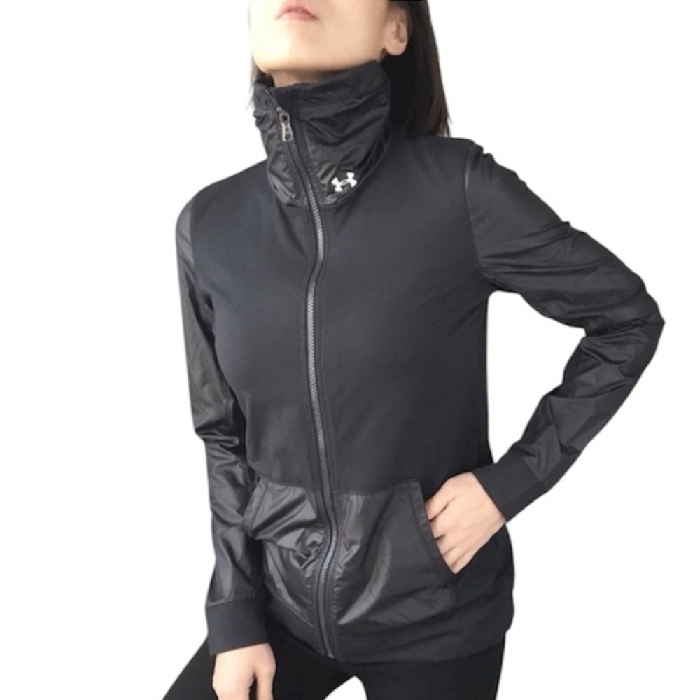 Under‎ Armour Black Full Zip Track Lightweight Lux Fitted Jacket XL Activewear